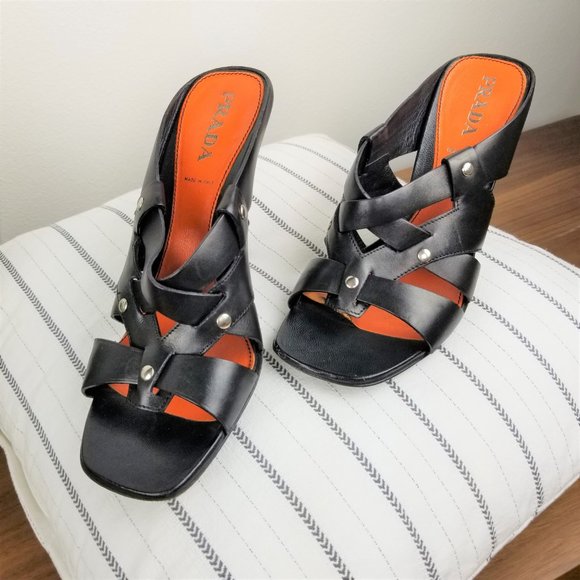 Prada Leather Cutout Sandals - Picture 2 of 7